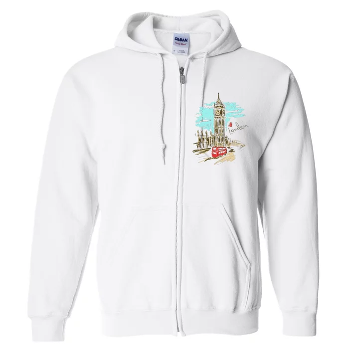 London England Vintage Retro Souvenir Travel Love London Full Zip Hoodie