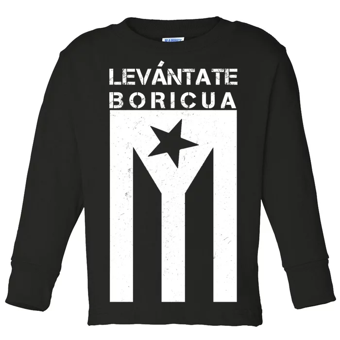 Levantate Boricua Flag Ricky Renuncia Toddler Long Sleeve Shirt