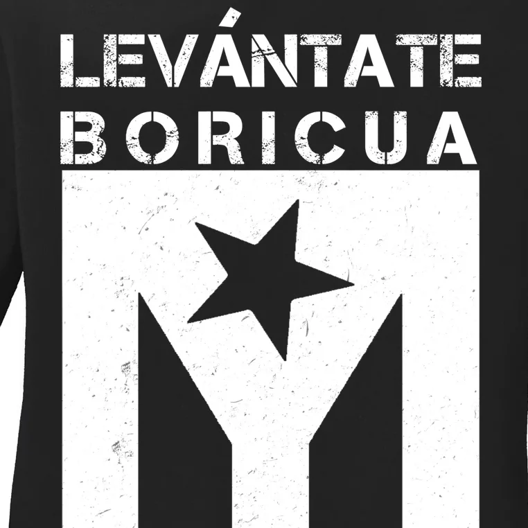 Levantate Boricua Flag Ricky Renuncia Ladies Long Sleeve Shirt