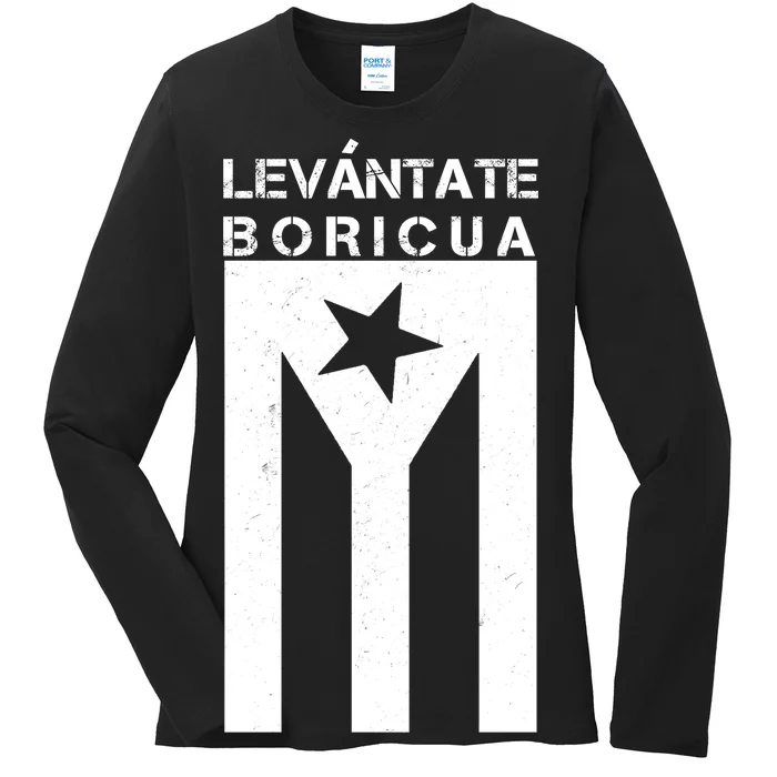 Levantate Boricua Flag Ricky Renuncia Ladies Long Sleeve Shirt