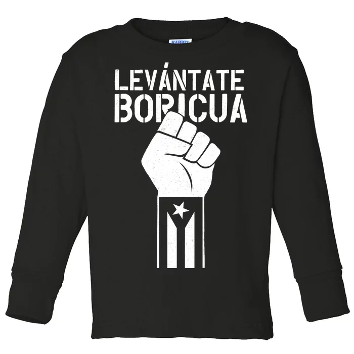 Levantate Boricua Ricky Renuncia Puerto Rico Toddler Long Sleeve Shirt