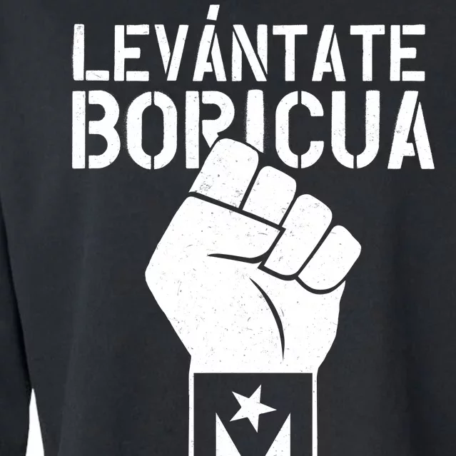 Levantate Boricua Ricky Renuncia Puerto Rico Cropped Pullover Crew