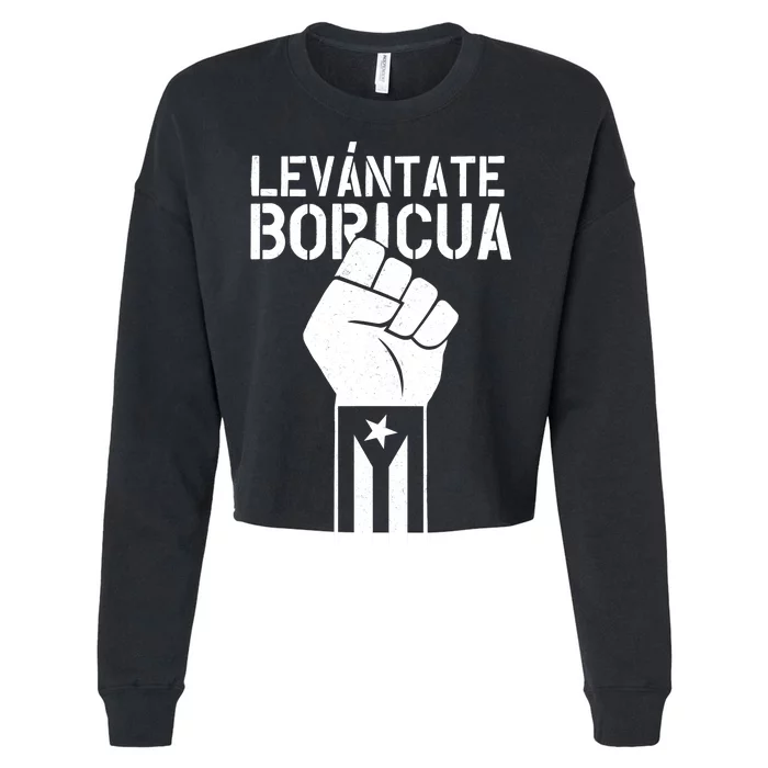 Levantate Boricua Ricky Renuncia Puerto Rico Cropped Pullover Crew