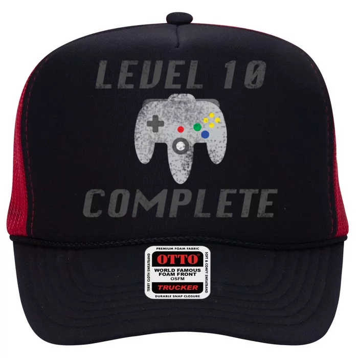 Level 10 Complete 10th Birthday High Crown Mesh Trucker Hat