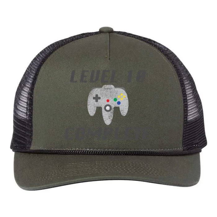 Level 10 Complete 10th Birthday Retro Rope Trucker Hat Cap