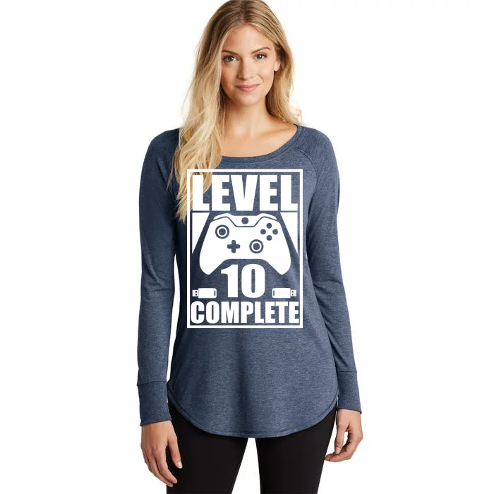 Level 10 Complete Video Gamer 10th Birthday Women's Perfect Tri Tunic Long Sleeve Shirt