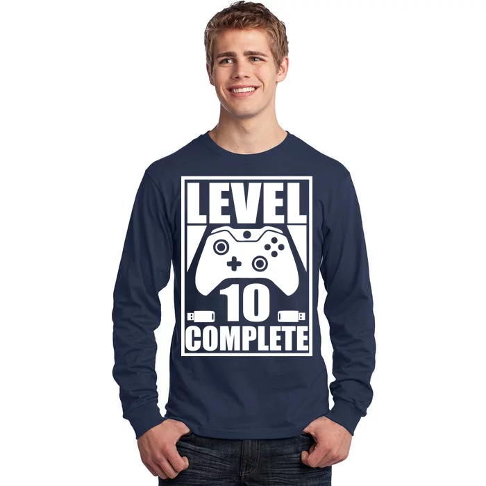 Level 10 Complete Video Gamer 10th Birthday Tall Long Sleeve T-Shirt