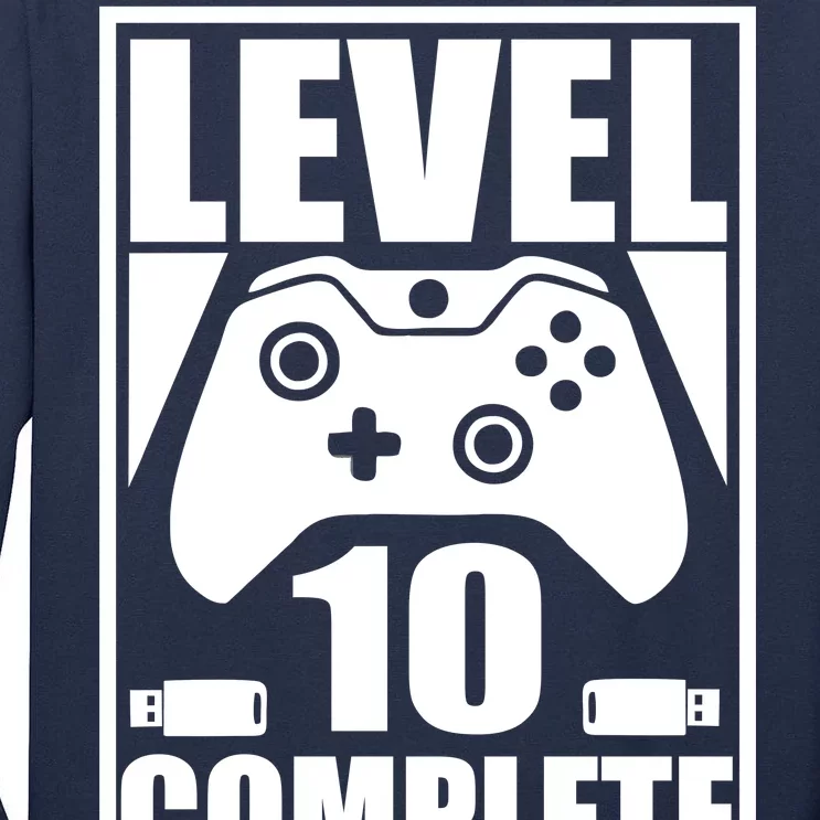 Level 10 Complete Video Gamer 10th Birthday Tall Long Sleeve T-Shirt