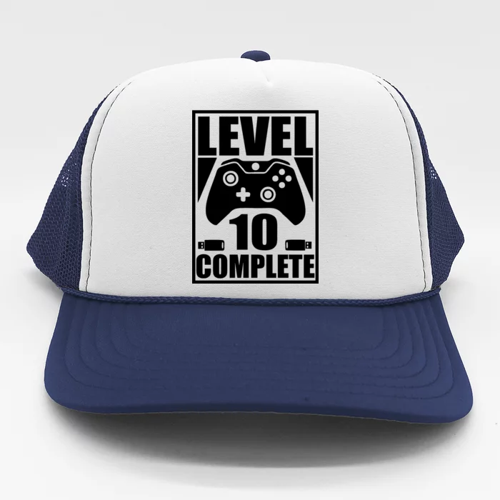 Level 10 Complete Video Gamer 10th Birthday Trucker Hat