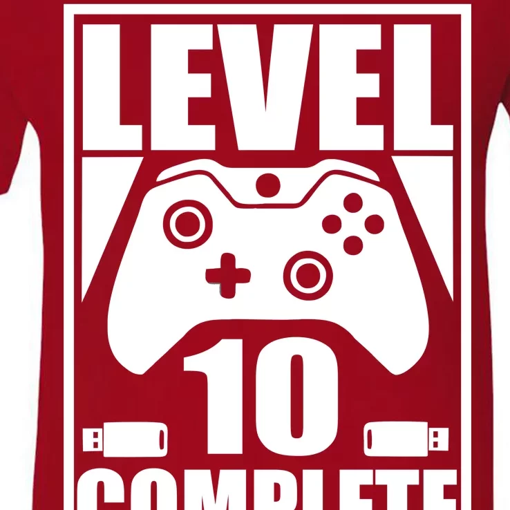 Level 10 Complete Video Gamer 10th Birthday V-Neck T-Shirt