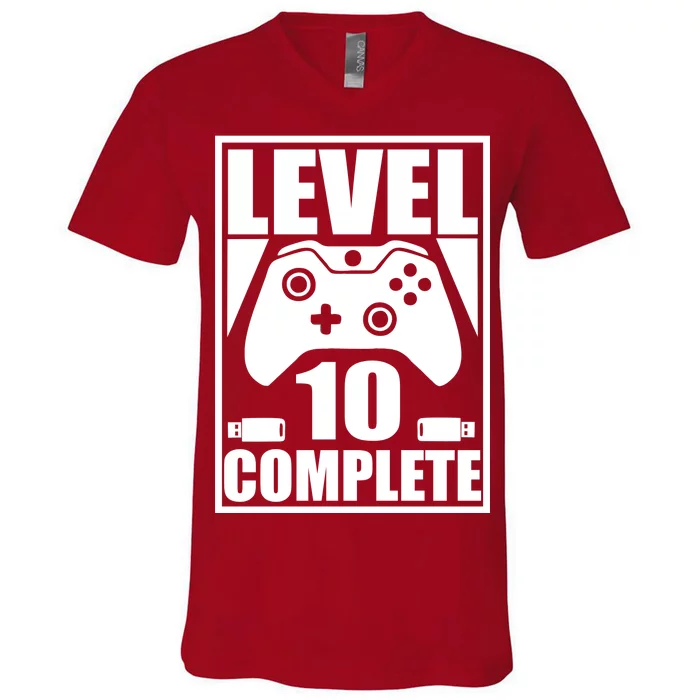 Level 10 Complete Video Gamer 10th Birthday V-Neck T-Shirt