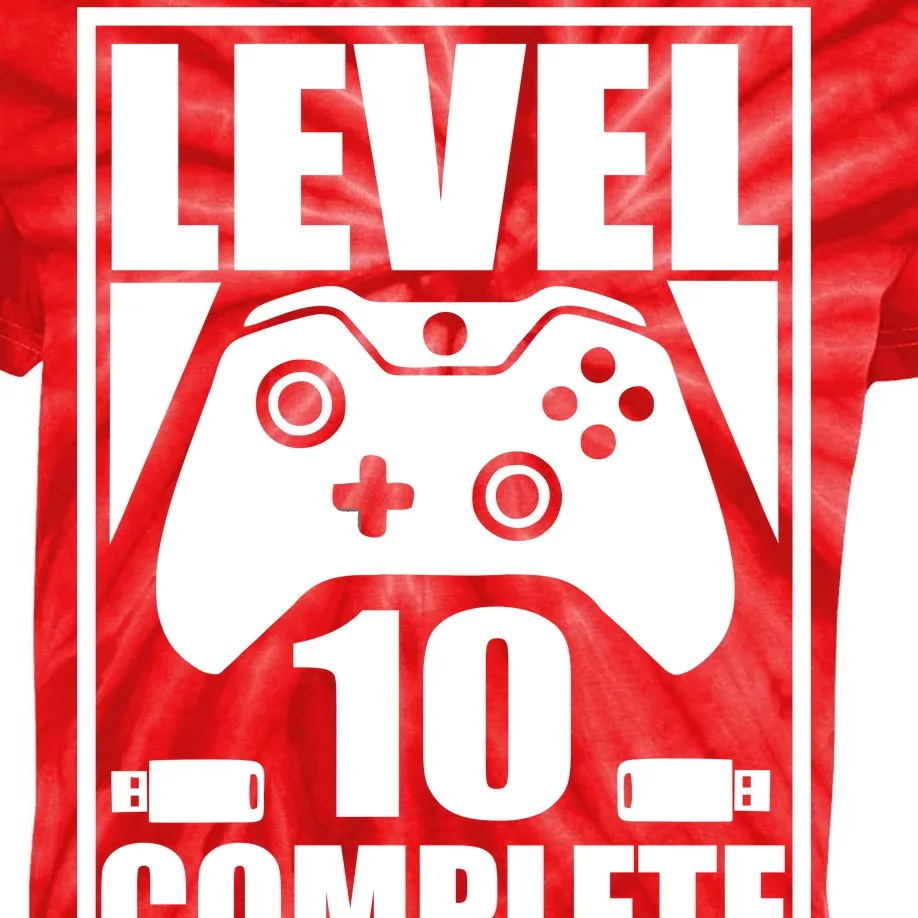 Level 10 Complete Video Gamer 10th Birthday Kids Tie-Dye T-Shirt