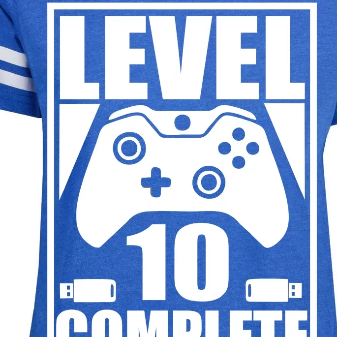 Level 10 Complete Video Gamer 10th Birthday Enza Ladies Jersey Football T-Shirt