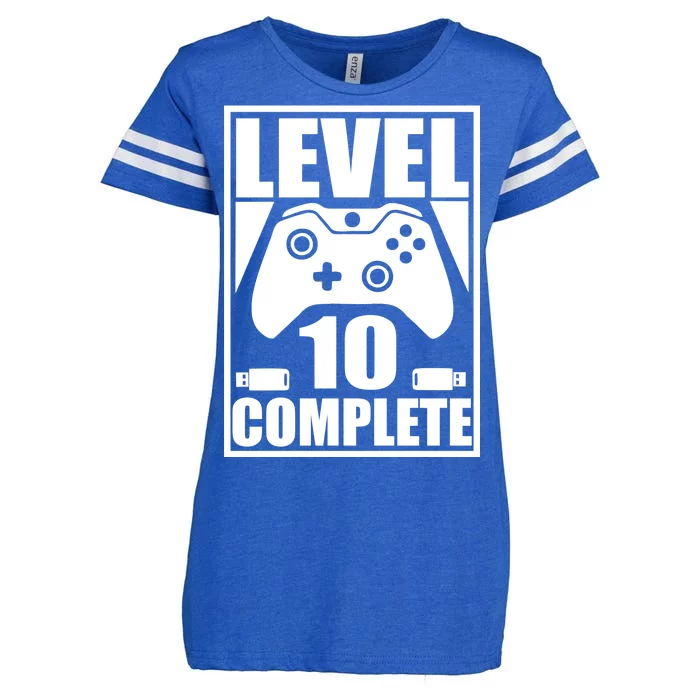 Level 10 Complete Video Gamer 10th Birthday Enza Ladies Jersey Football T-Shirt