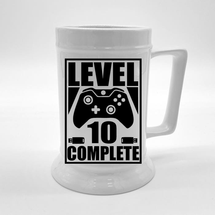 Level 10 Complete Video Gamer 10th Birthday Front & Back Beer Stein