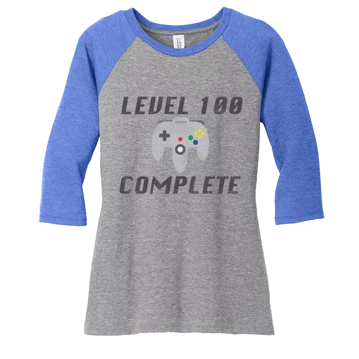 Level 100 Complete 100th Birthday Women's Tri-Blend 3/4-Sleeve Raglan Shirt