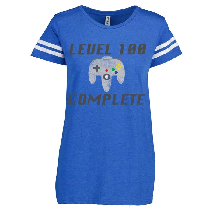 Level 100 Complete 100th Birthday Enza Ladies Jersey Football T-Shirt