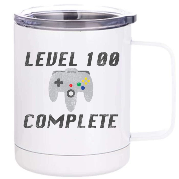 Level 100 Complete 100th Birthday Front & Back 12oz Stainless Steel Tumbler Cup