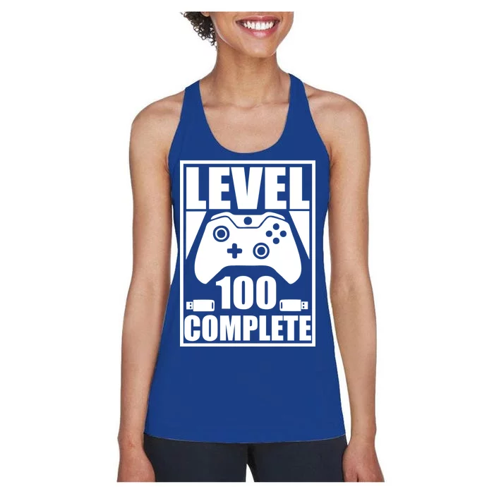 Level 100 Complete Video Gamer 100th Birthday Women's Racerback Tank