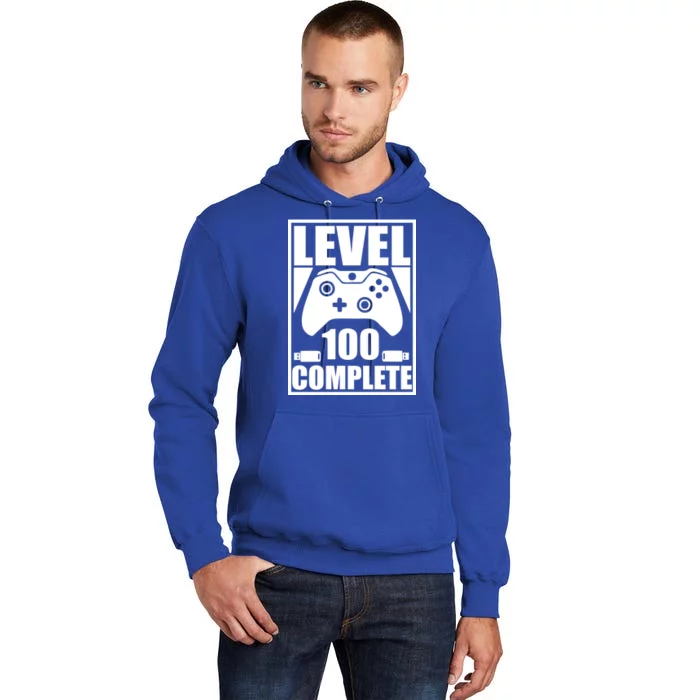 Level 100 Complete Video Gamer 100th Birthday Tall Hoodie