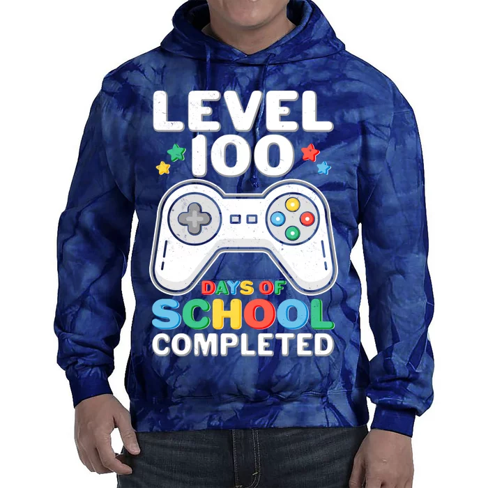 Level 100 Days Of School Completed Gamer Tie Dye Hoodie