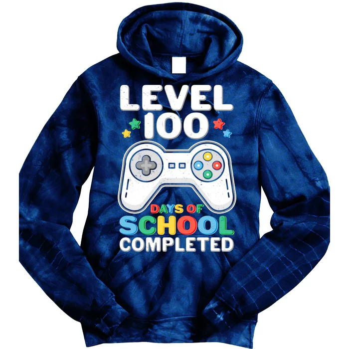 Level 100 Days Of School Completed Gamer Tie Dye Hoodie