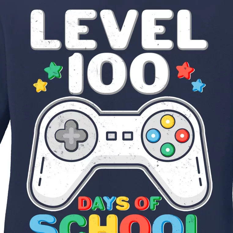 Level 100 Days Of School Completed Gamer Ladies Long Sleeve Shirt