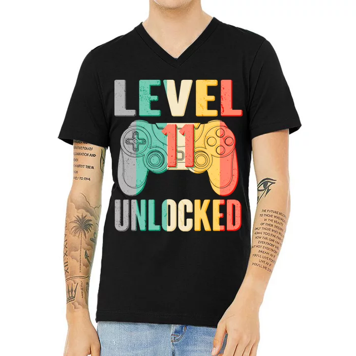 Level 11 Unlocked 11th Birthday V-Neck T-Shirt