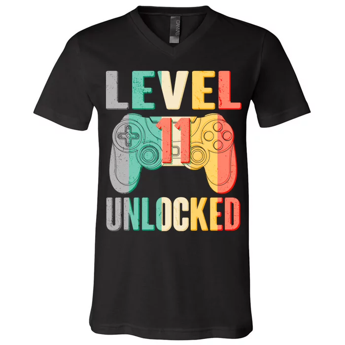 Level 11 Unlocked 11th Birthday V-Neck T-Shirt