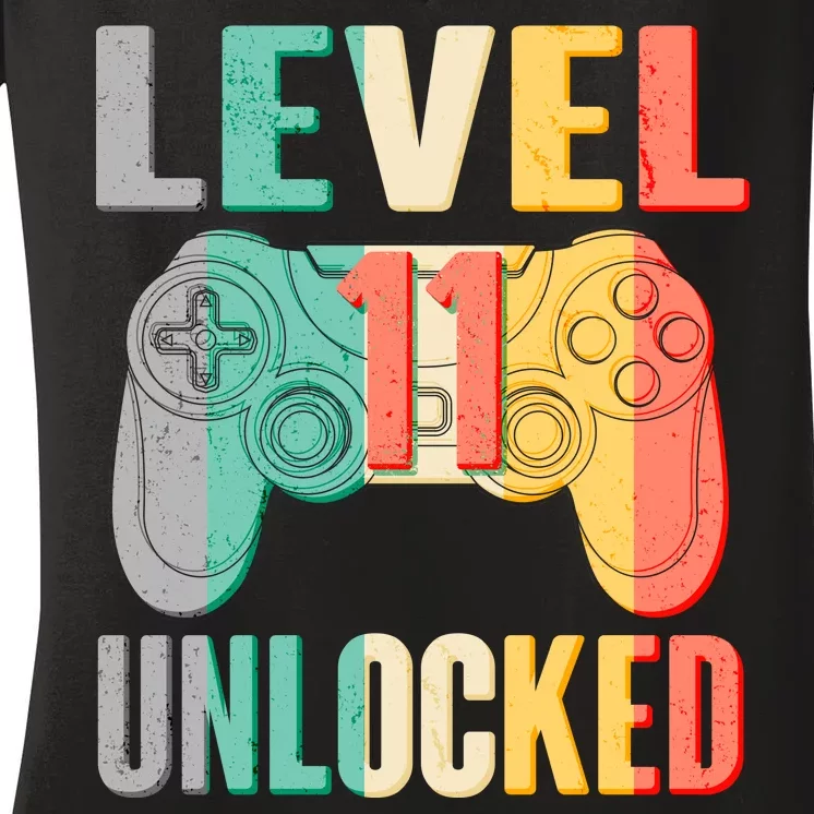 Level 11 Unlocked 11th Birthday Women's V-Neck T-Shirt