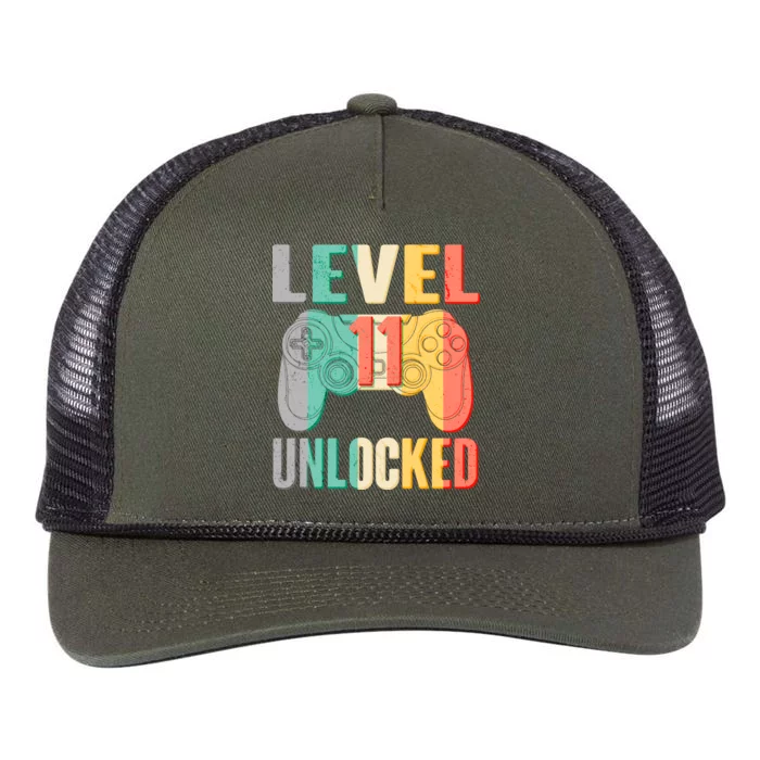 Level 11 Unlocked 11th Birthday Retro Rope Trucker Hat Cap