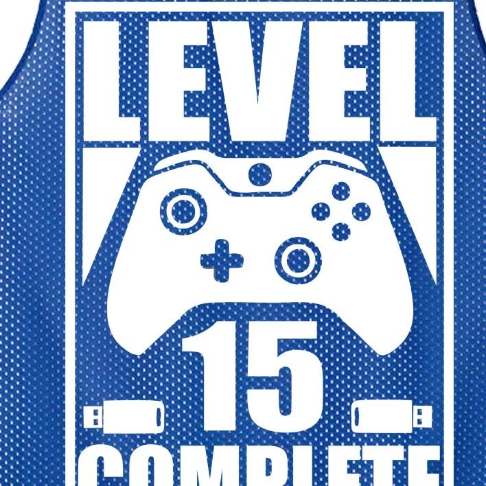 Level 15 Complete Video Gamer 15th Birthday Mesh Reversible Basketball Jersey Tank