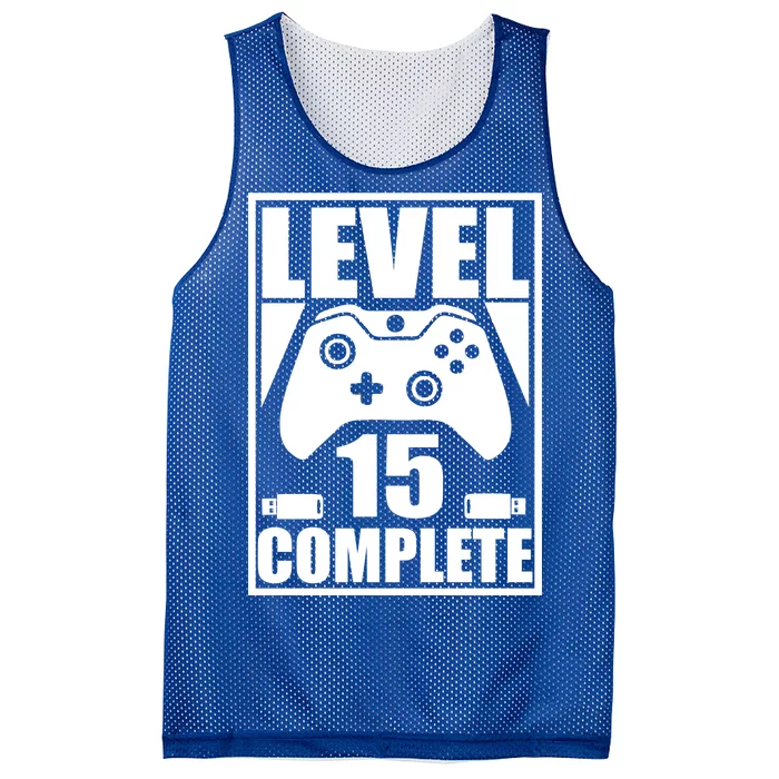 Level 15 Complete Video Gamer 15th Birthday Mesh Reversible Basketball Jersey Tank