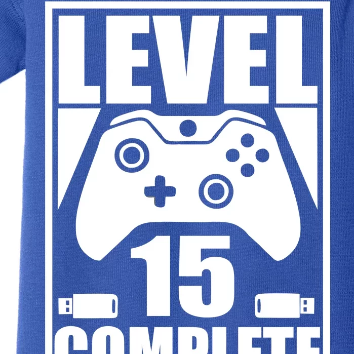 Level 15 Complete Video Gamer 15th Birthday Baby Bodysuit