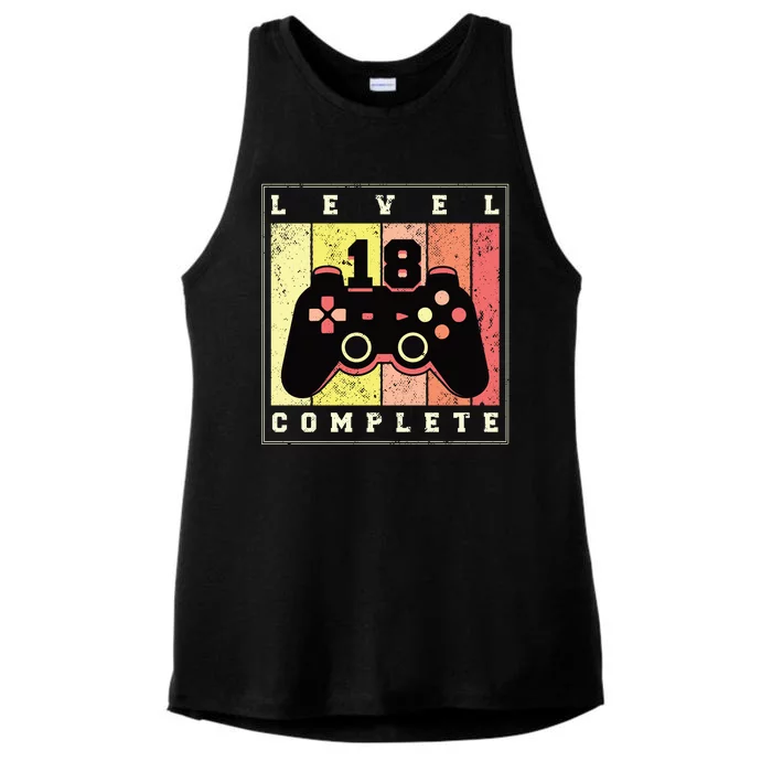 Level 18 Complete Gaming 18th Birthday Ladies Tri-Blend Wicking Tank