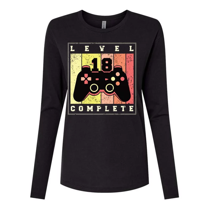 Level 18 Complete Gaming 18th Birthday Womens Cotton Relaxed Long Sleeve T-Shirt