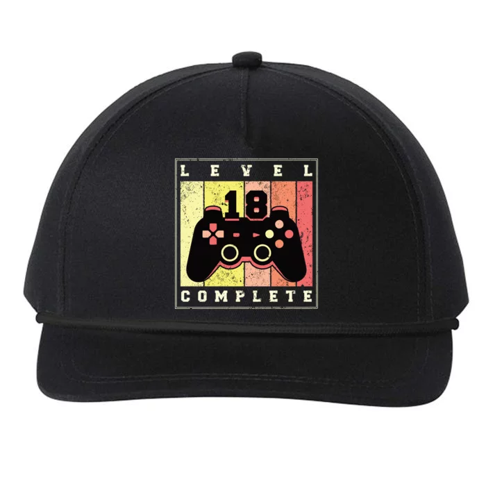 Level 18 Complete Gaming 18th Birthday Snapback Five-Panel Rope Hat