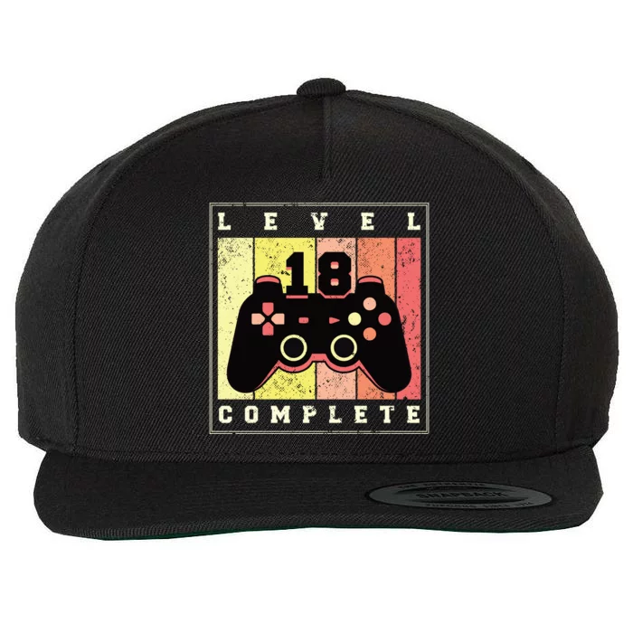 Level 18 Complete Gaming 18th Birthday Wool Snapback Cap