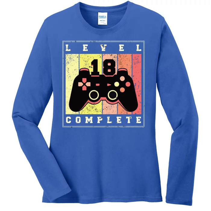 Level 18 Complete Gaming 18th Birthday Ladies Long Sleeve Shirt