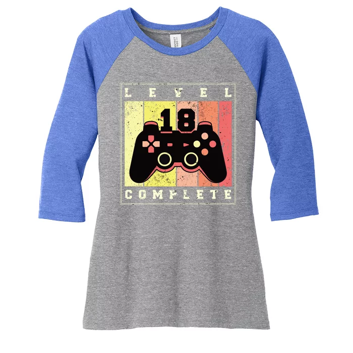 Level 18 Complete Gaming 18th Birthday Women's Tri-Blend 3/4-Sleeve Raglan Shirt