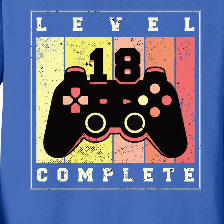 Level 18 Complete Gaming 18th Birthday Kids Long Sleeve Shirt