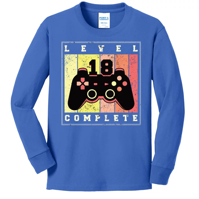 Level 18 Complete Gaming 18th Birthday Kids Long Sleeve Shirt