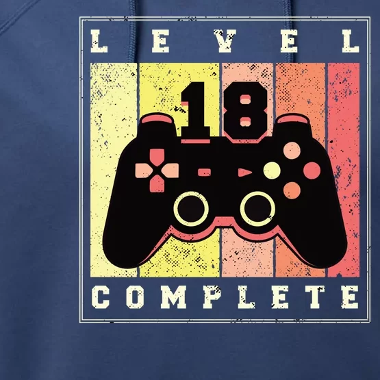 Level 18 Complete Gaming 18th Birthday Performance Fleece Hoodie