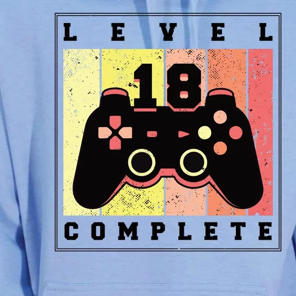 Level 18 Complete Gaming 18th Birthday Unisex Surf Hoodie