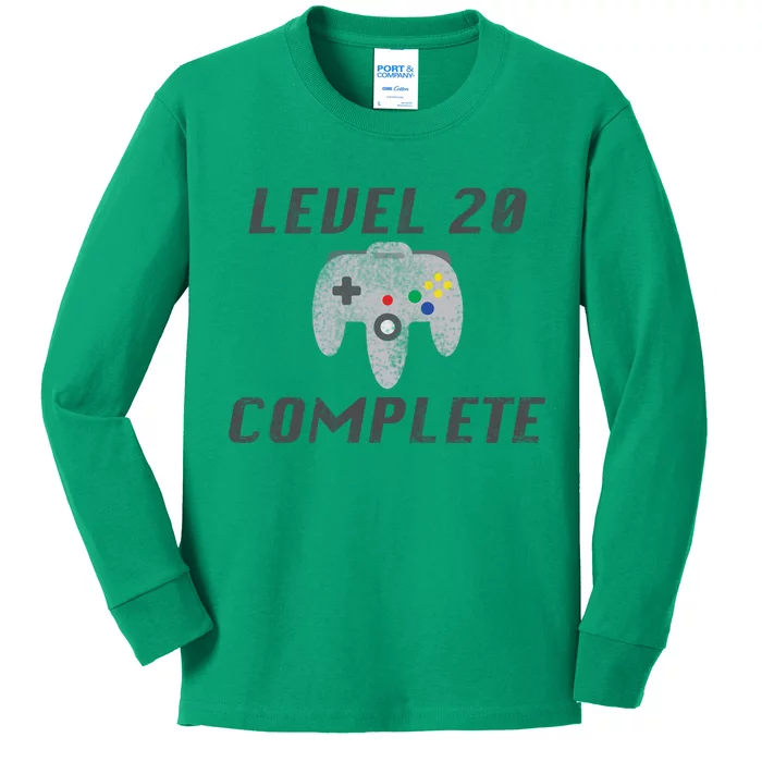 Level 20 Complete 20th Birthday Kids Long Sleeve Shirt