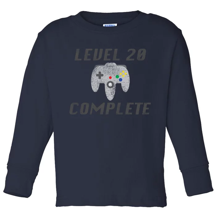 Level 20 Complete 20th Birthday Toddler Long Sleeve Shirt