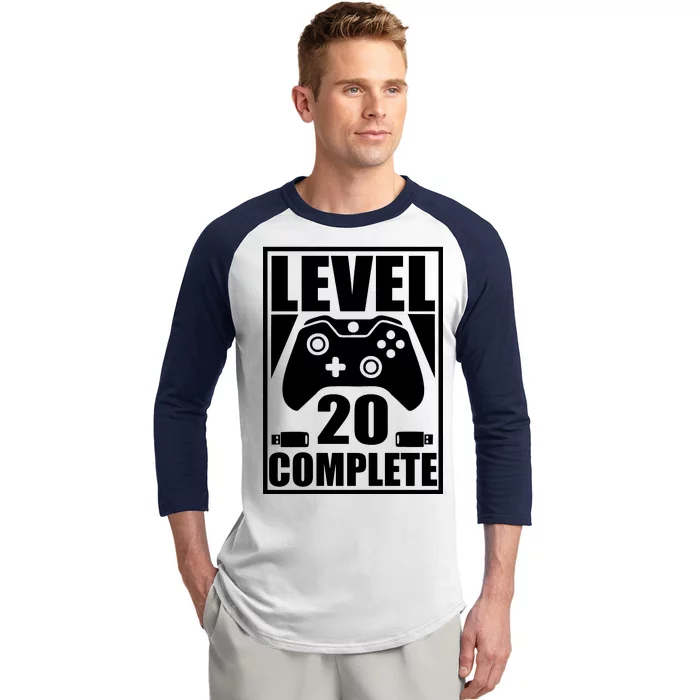 Level 20 Complete Gaming 20th Birthday Baseball Sleeve Shirt