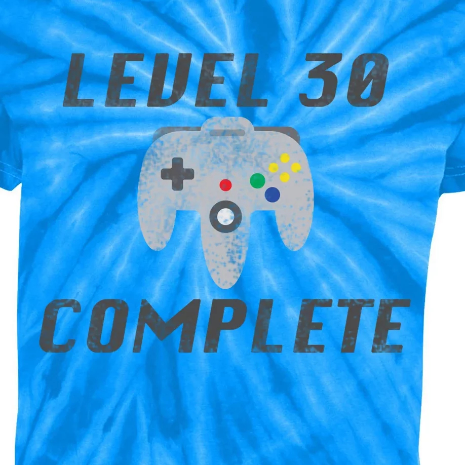 Level 30 Complete 30th Birthday Kids Tie-Dye T-Shirt