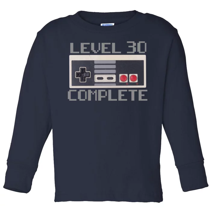 Level 30 Complete Retro Gamer 30th Birthday Toddler Long Sleeve Shirt