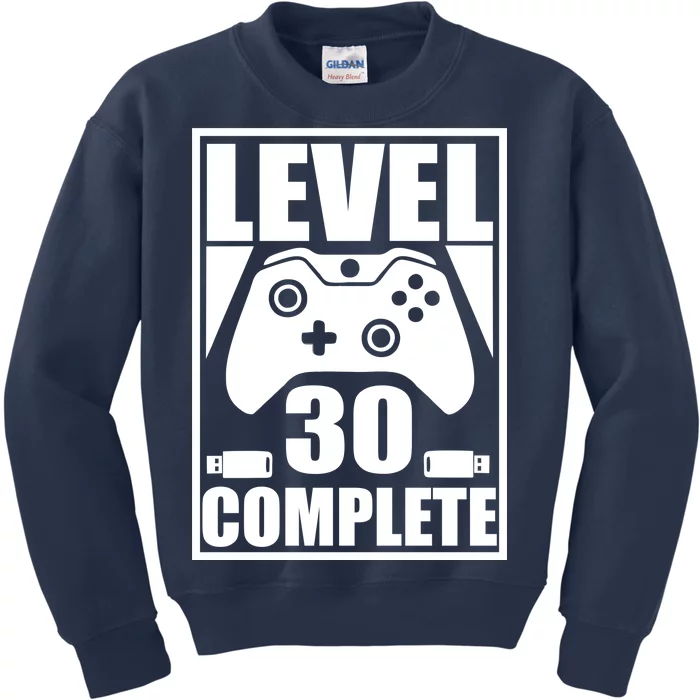 Level 30 Complete Video Gamer 30th Birthday Kids Sweatshirt